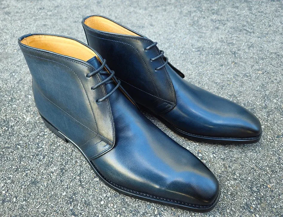 Calfskin Chukka Boot Navy