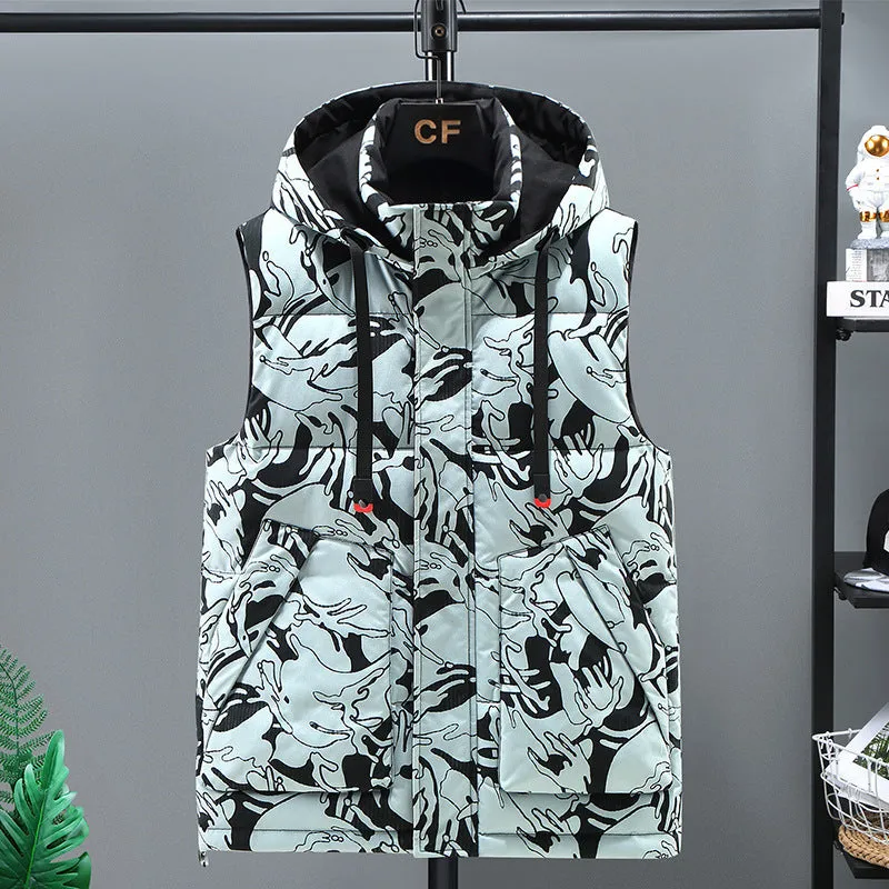 Camouflage Cotton-padded Casual Plus Size Waistcoat Vest