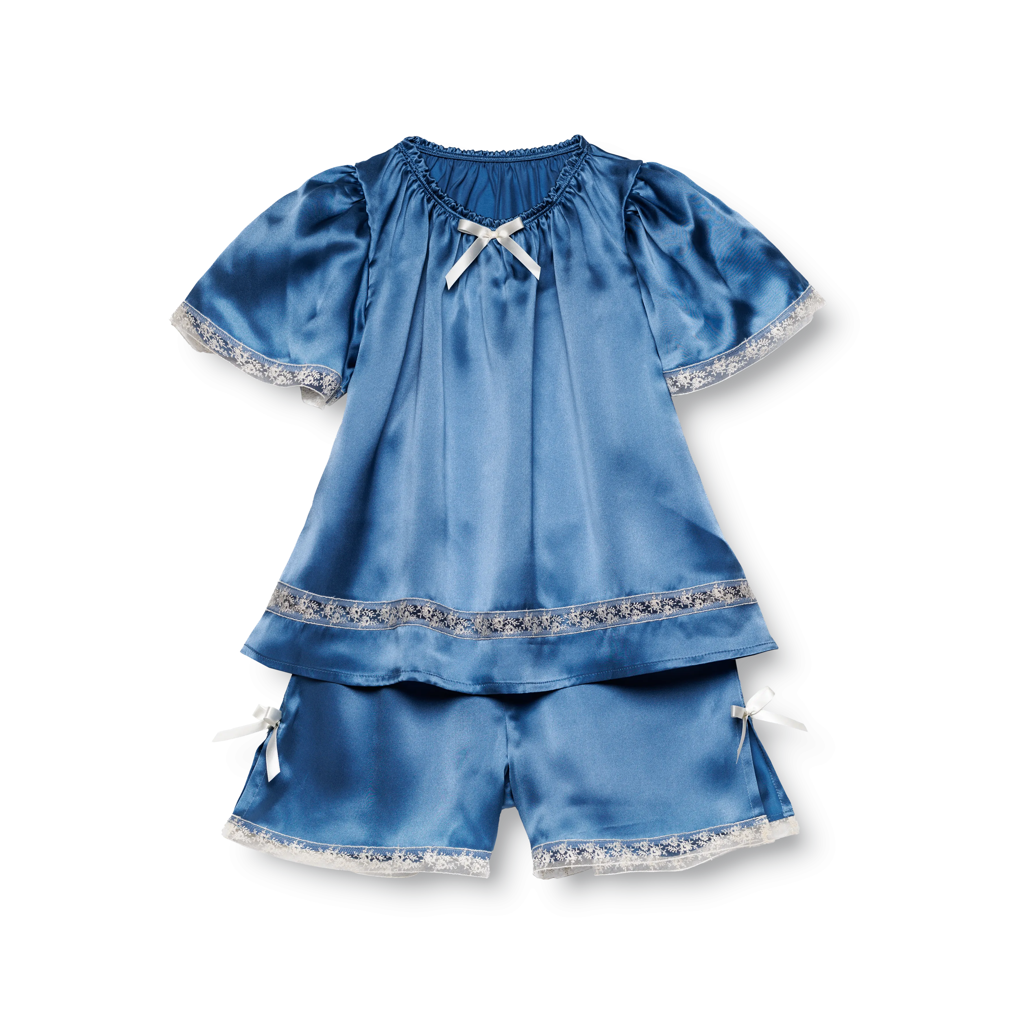 CARISSA - GIRLS SILK PYJAMA DUSTY BLUE