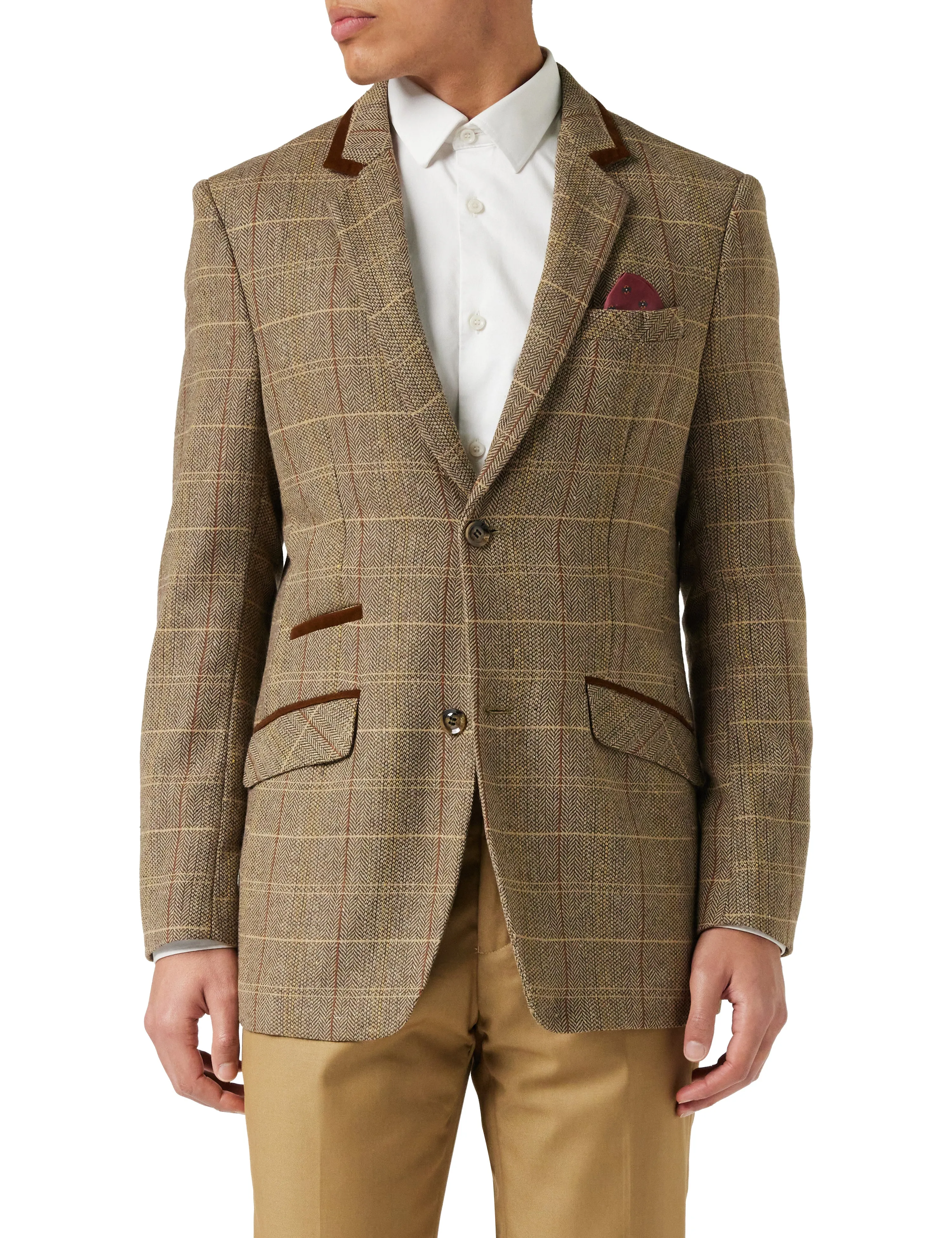 CARLO - BROWN TWEED CHECK BLAZER