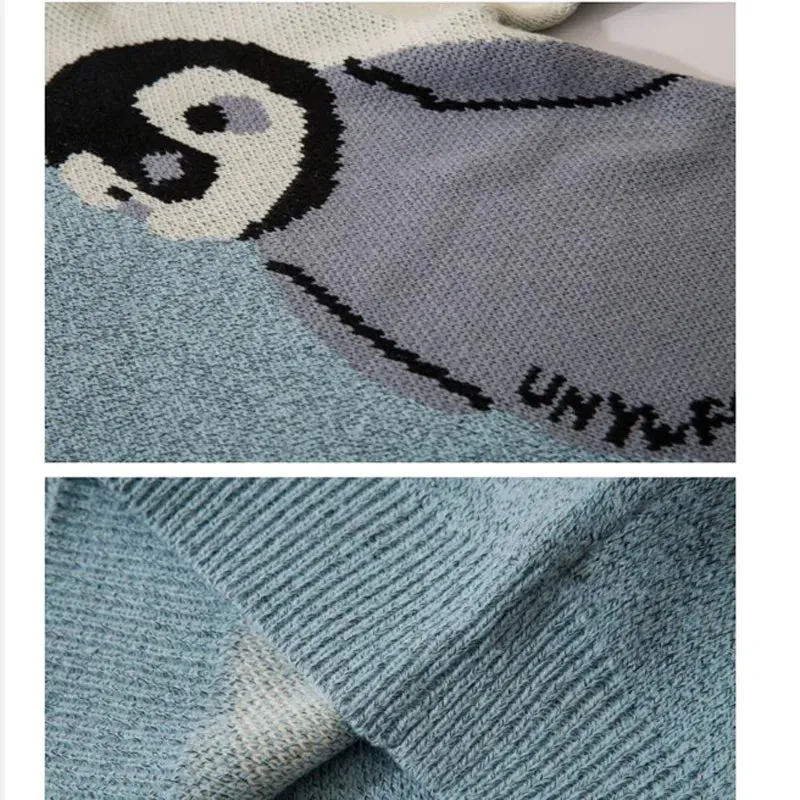 Cartoon Penguin Design Knitted Sweater