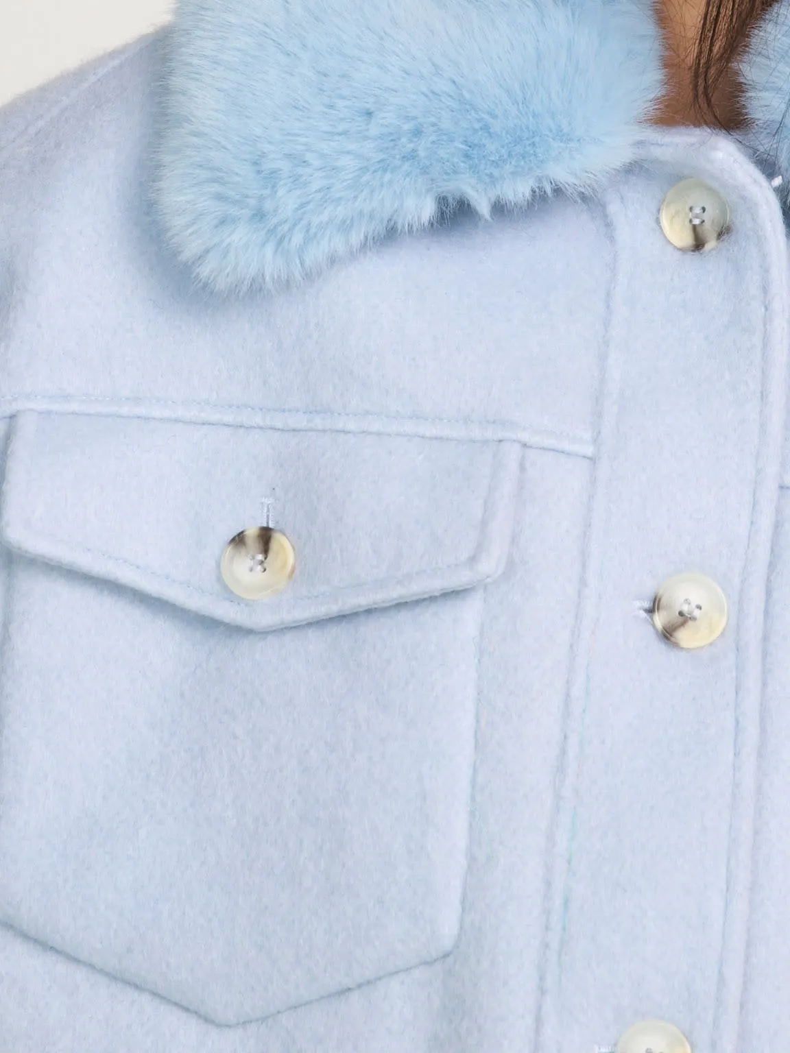 CHARLIE JACKET MOHAIR FAUX FUR - LIGHT BLUE