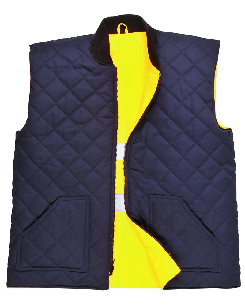 Class 2 Portwest Yellow Hi-Vis Reversible Bodywarmer Vest