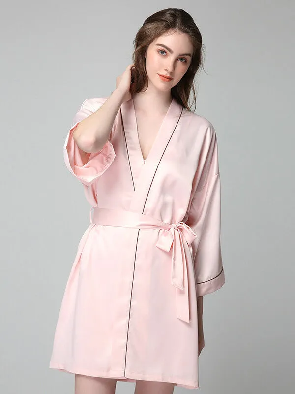 Classic Short Brides and Bridesmaids Silk Chemise and Kimono Set