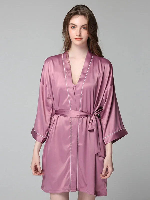 Classic Short Brides and Bridesmaids Silk Chemise and Kimono Set