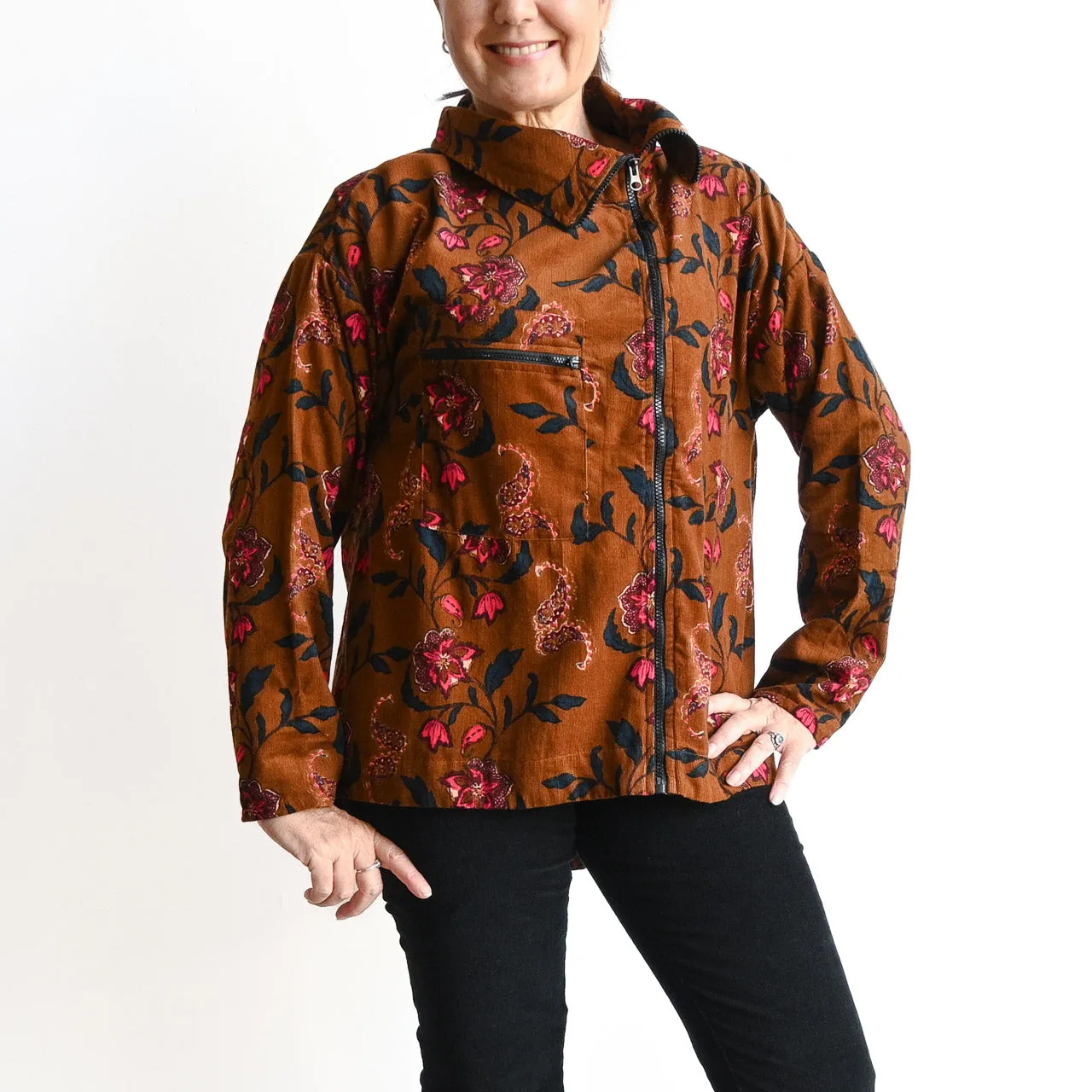 Corduroy Asymmetric Zippered Top by Orientique Australia - Aida - 22928