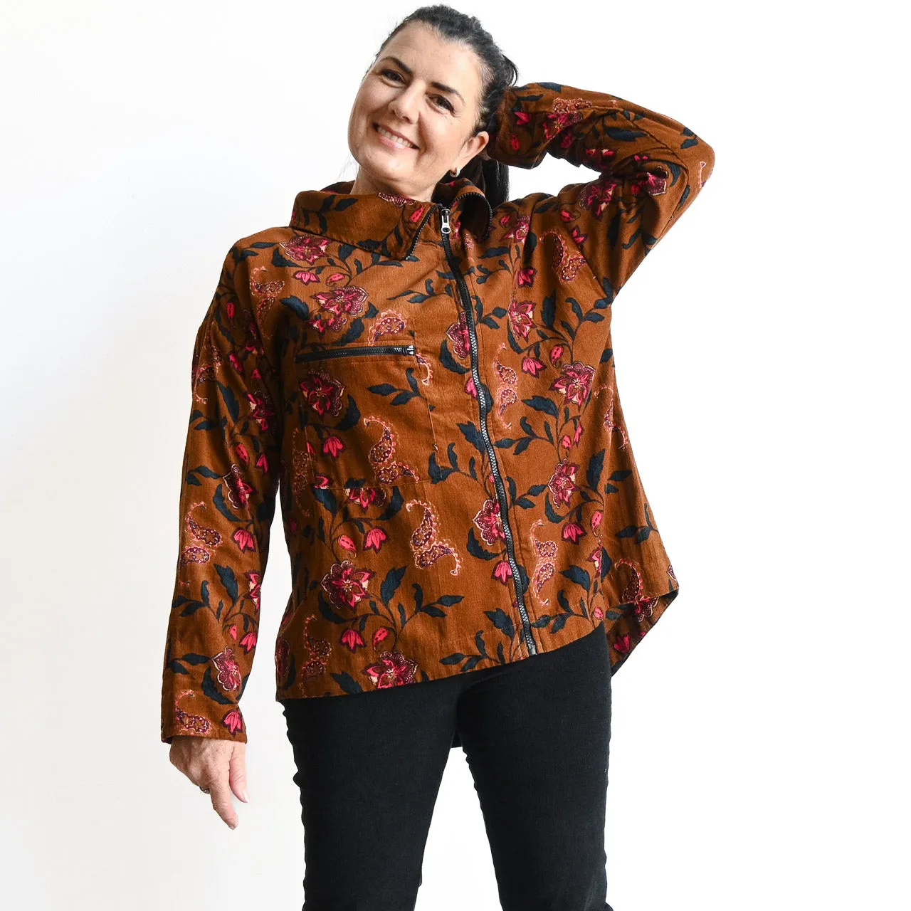 Corduroy Asymmetric Zippered Top by Orientique Australia - Aida - 22928