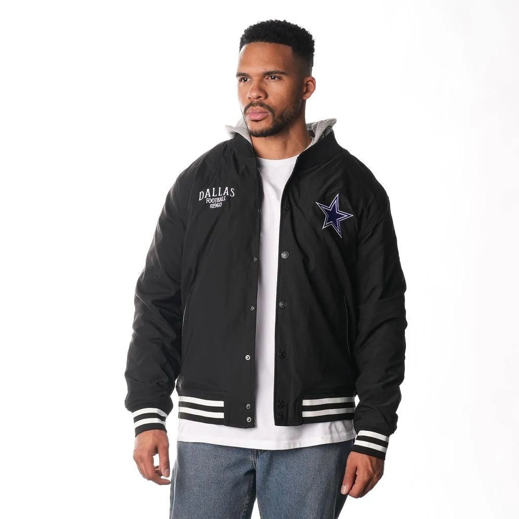 DALLAS COWBOYS HOODED BOMBER JACKET - BLACK