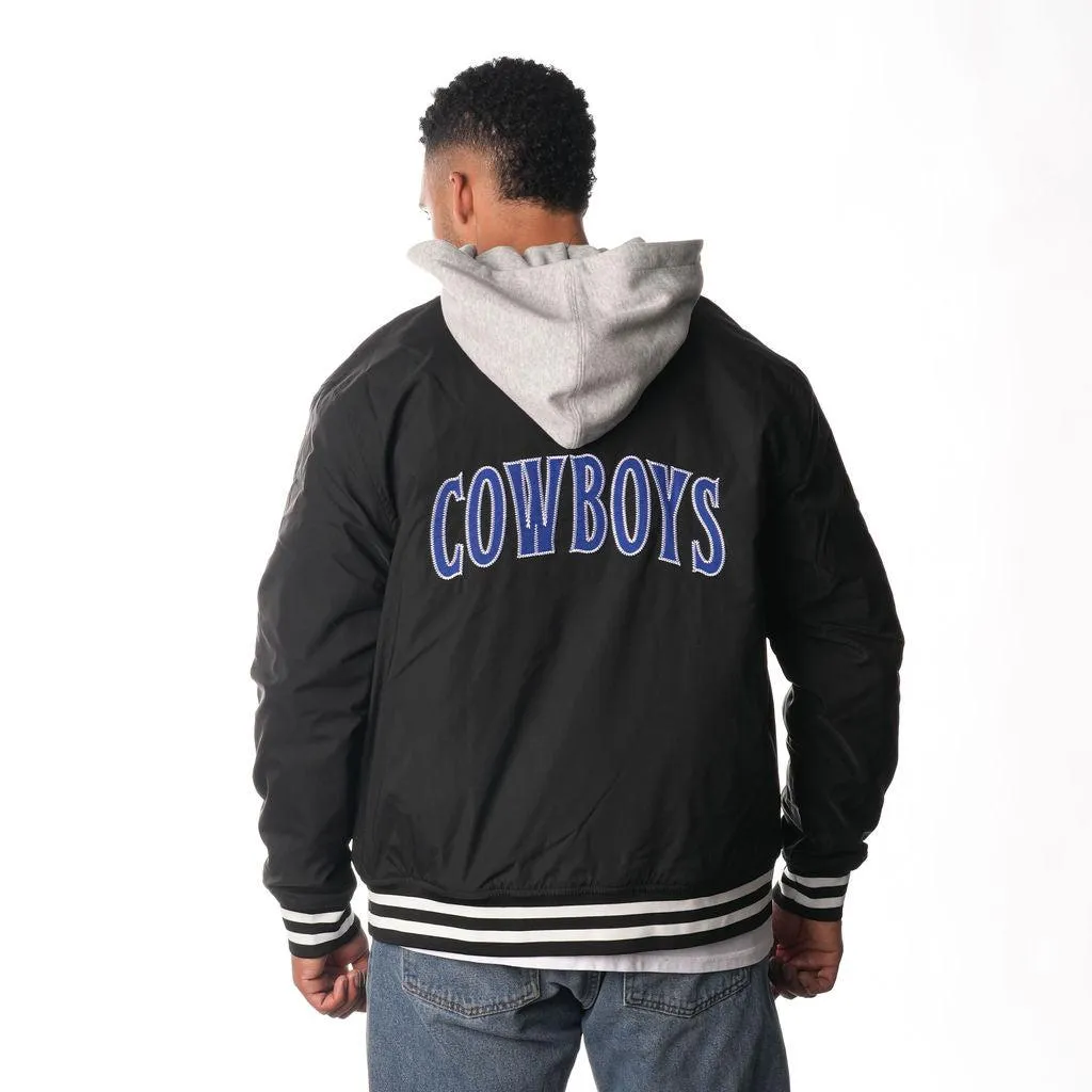 DALLAS COWBOYS HOODED BOMBER JACKET - BLACK