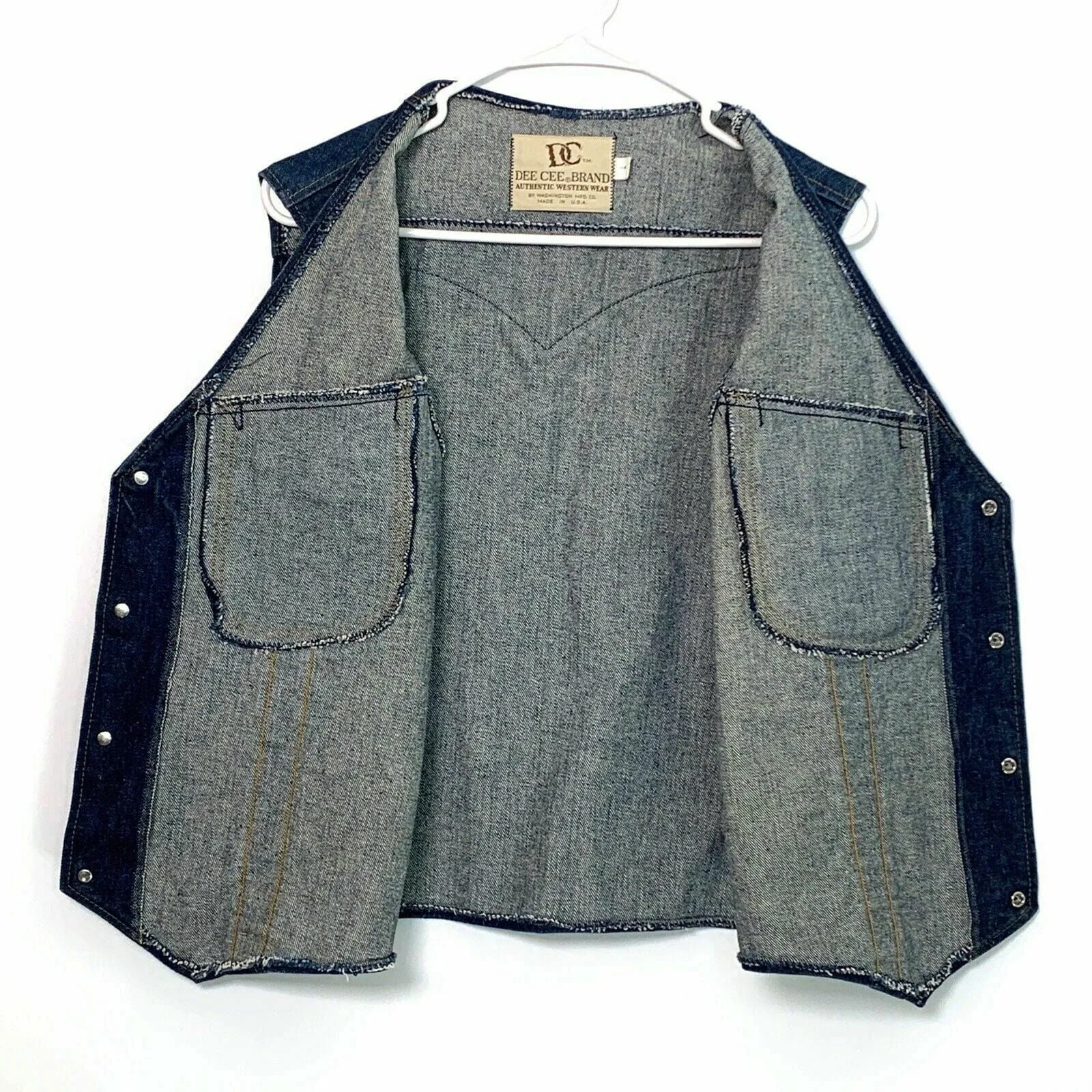 Dee Cee Brand Vintage Denim Vest | Blue | L (42-44) | Snap-Up | Made in USA | VGC