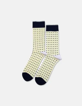 Democratique Original Polkadot Socks - Pale Yellow/Off White/Shaded Blue