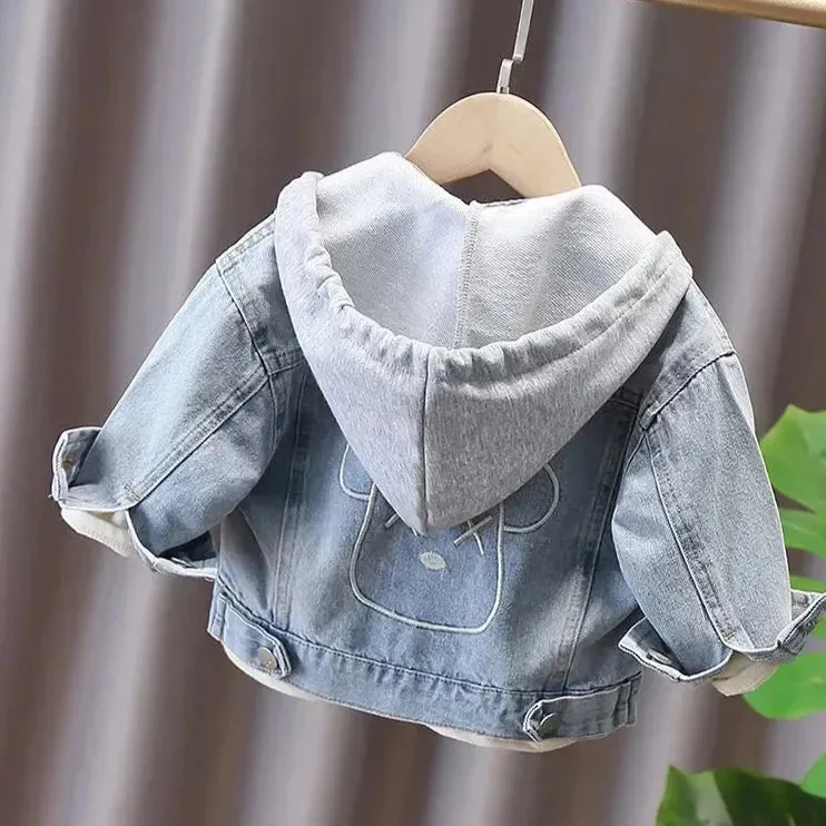 Denim Hooded Cartoon Jacket