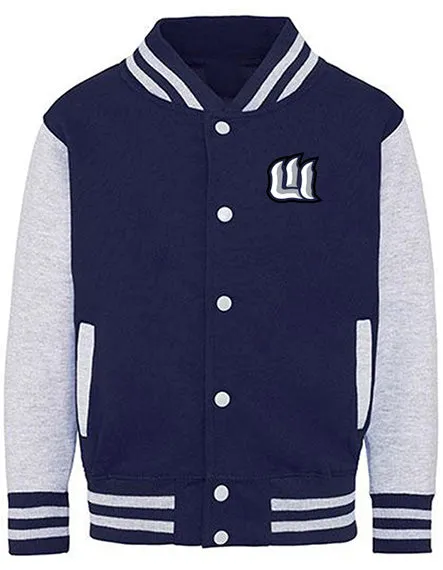 Diamond Pride Varsity College Jacke "Laufer Wölfe", W & Wölfe Baseball, navy blau - heather grau