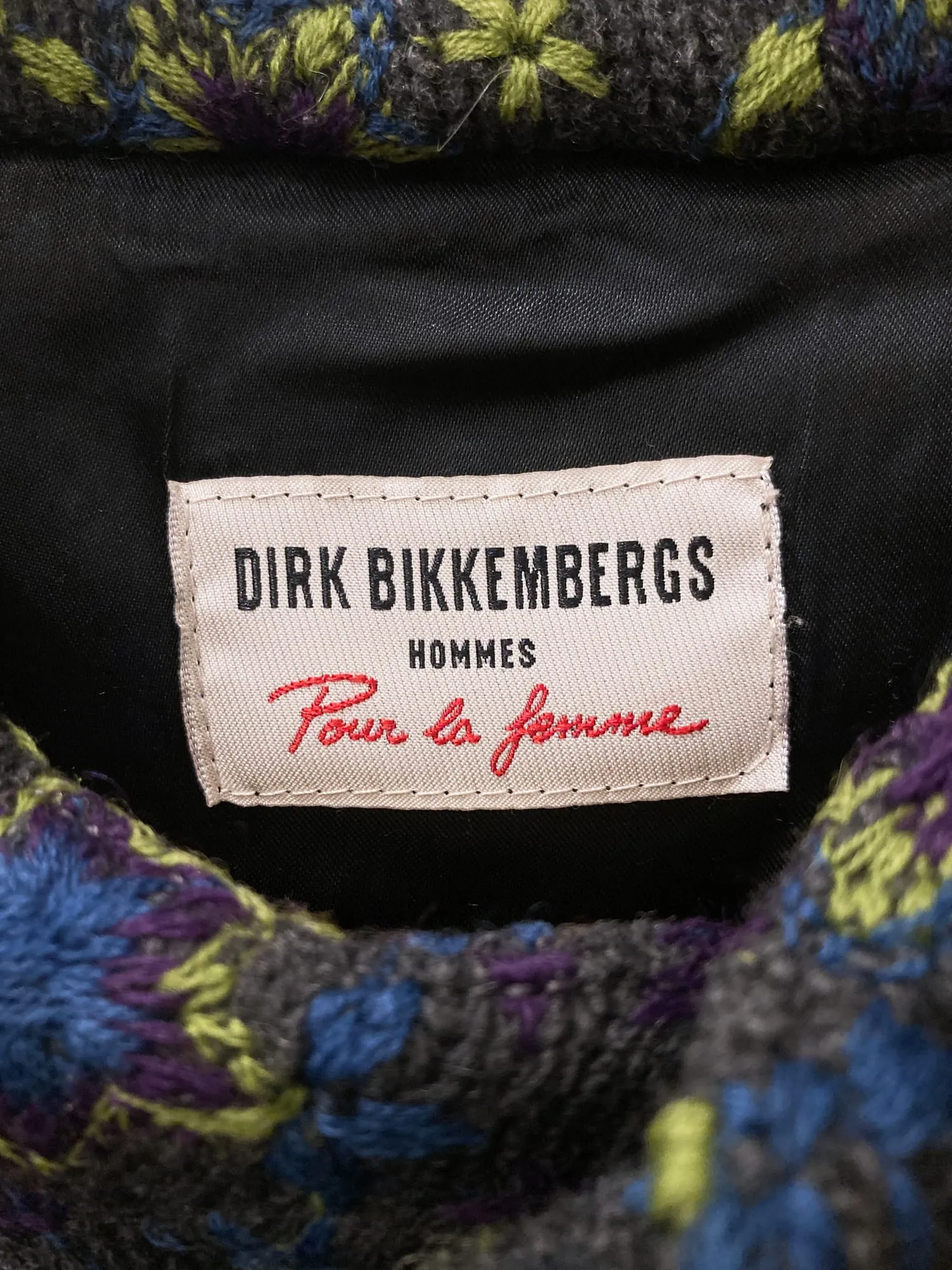 Dirk Bikkembergs winter 1996 grey wool knit floral embroidered jacket