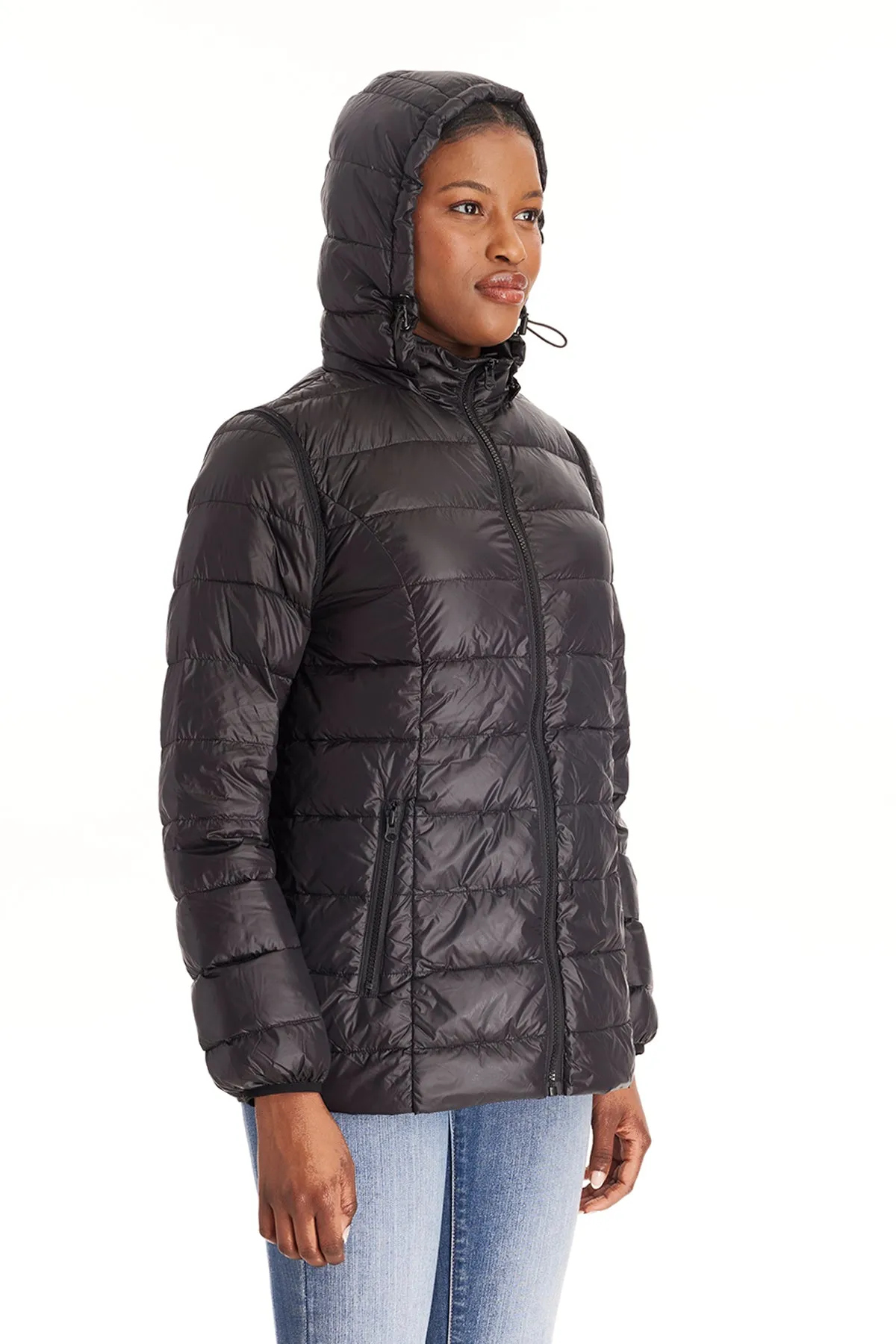 Down Lightweight Jacket With Removable Sleeves