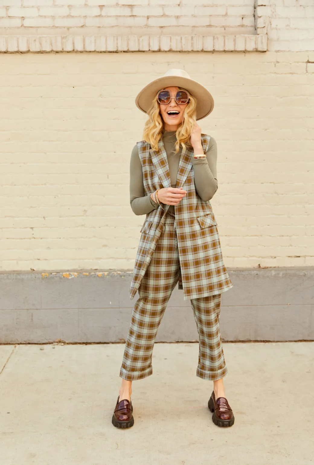 Everyday Pants - Sage Plaid