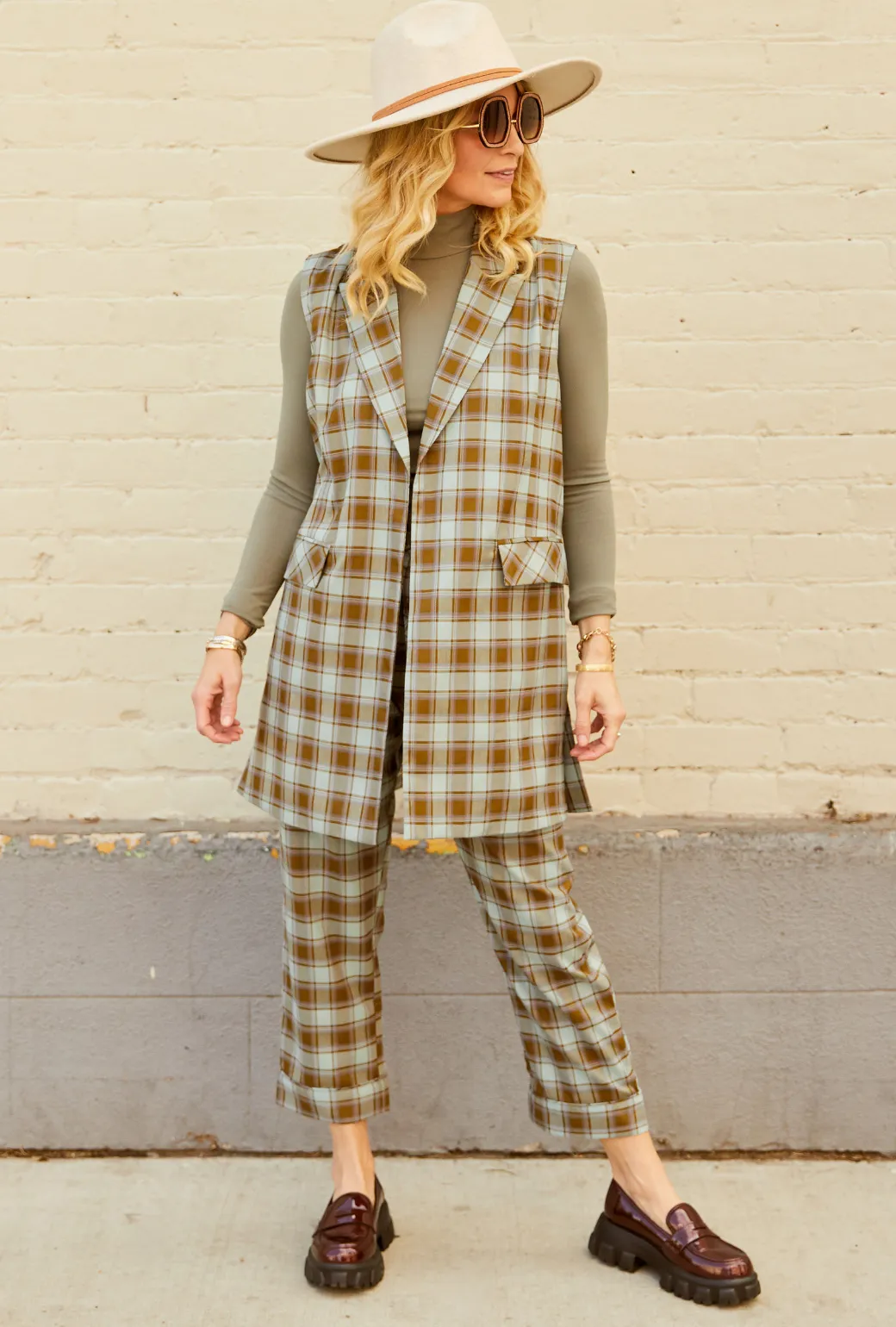 Everyday Pants - Sage Plaid