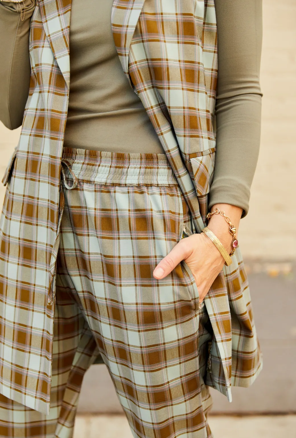 Everyday Pants - Sage Plaid