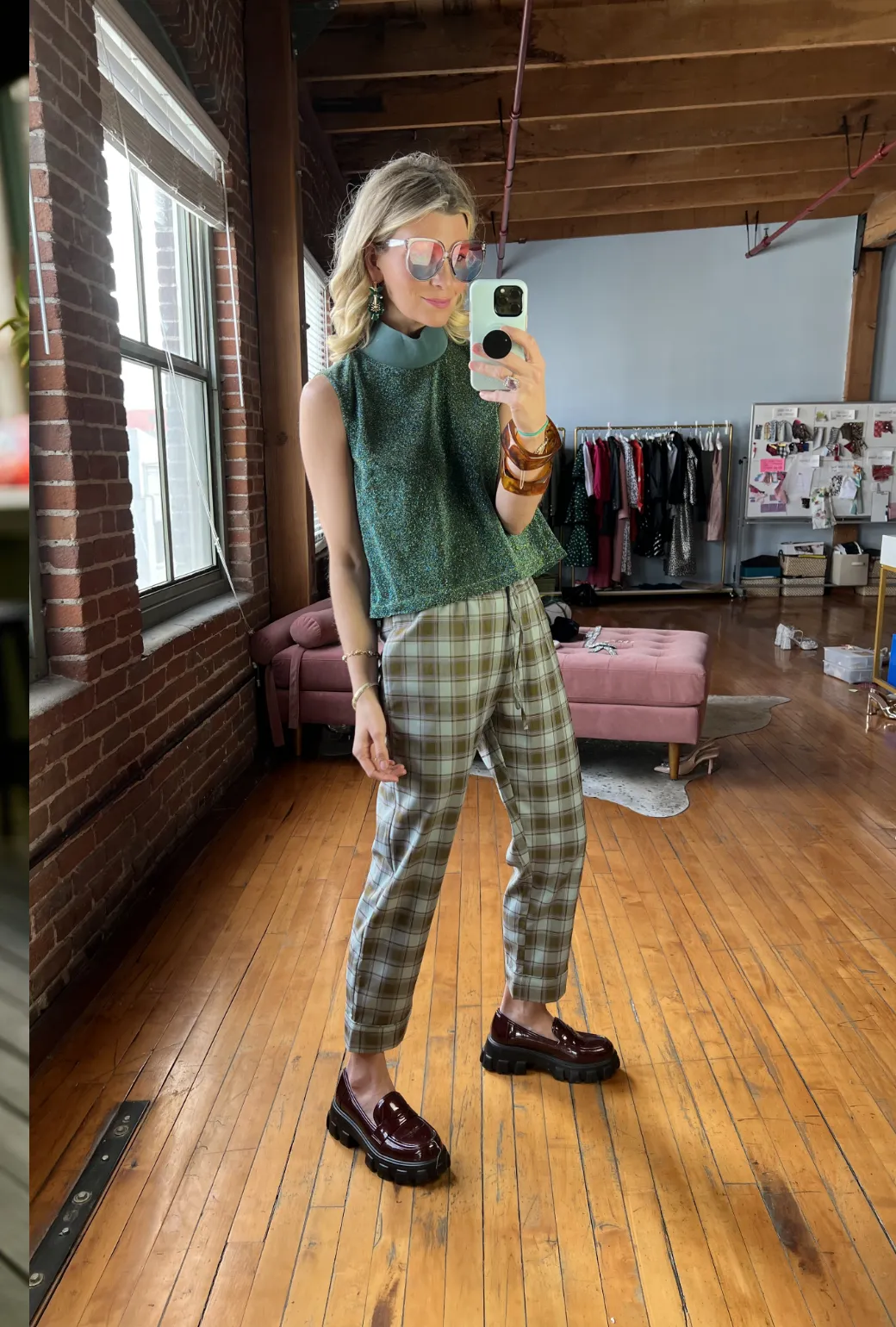 Everyday Pants - Sage Plaid