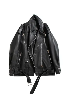 Fashion Leather Jacket with Belt