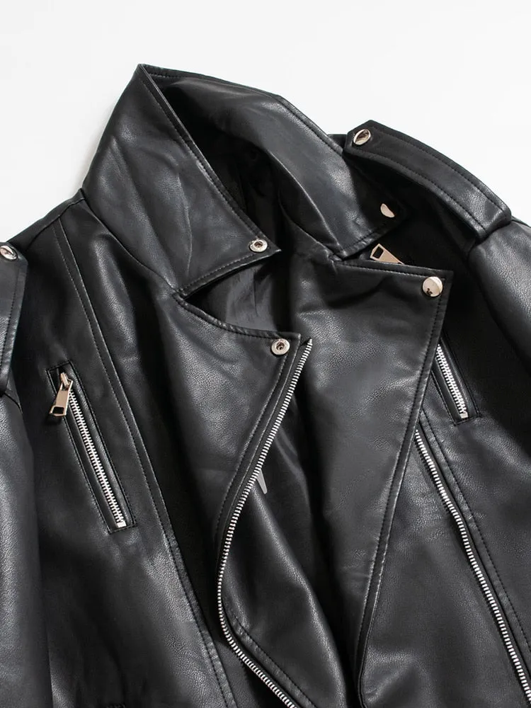 Fashion Leather Jacket with Belt