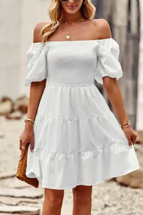 Fashion Ruffle Hem Trendy Solid Color Cusual Dress