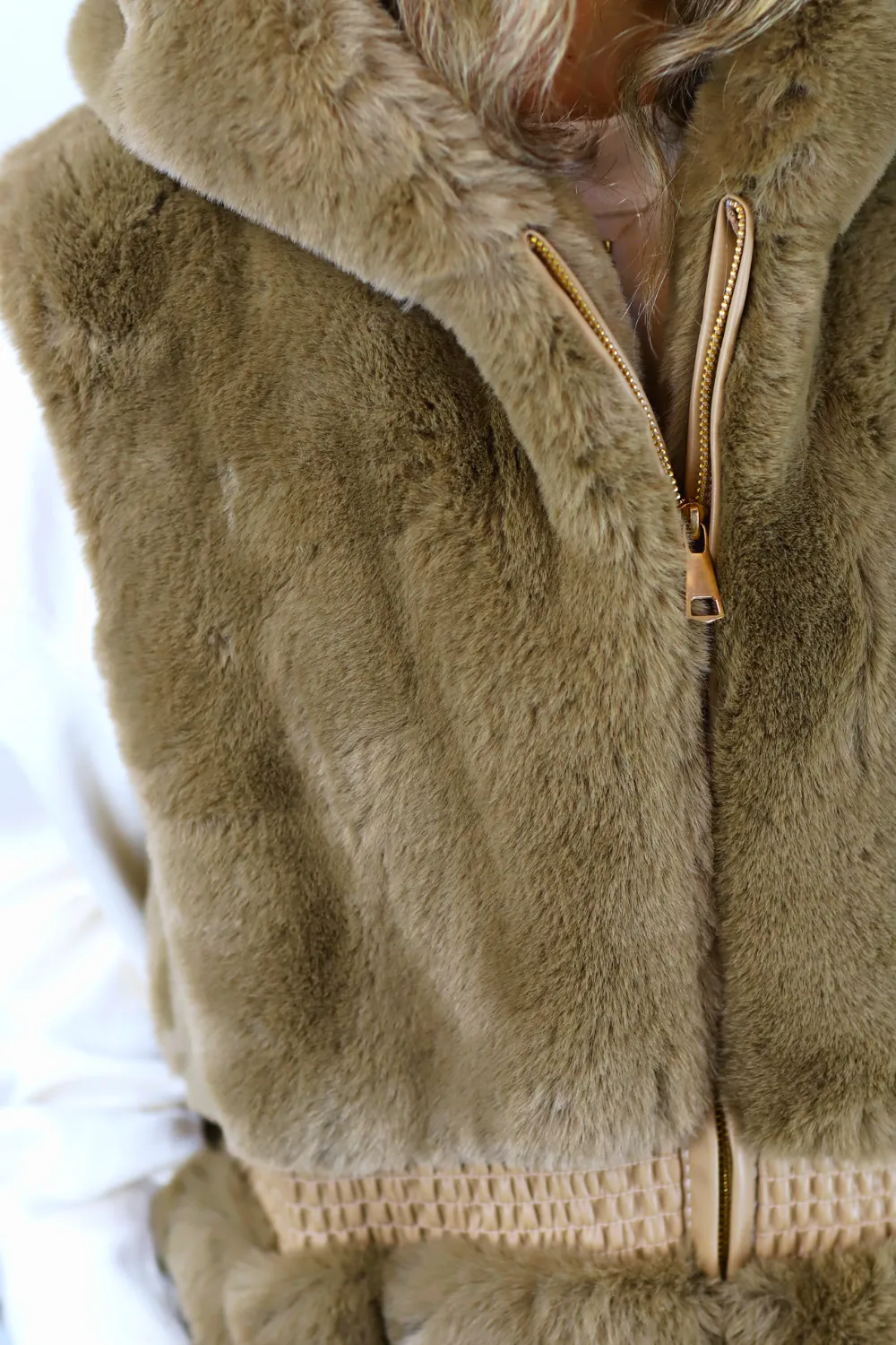 Faux Fur Vest - Camel