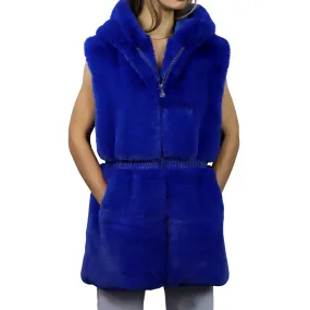 Faux Fur Vest - Electric Blue