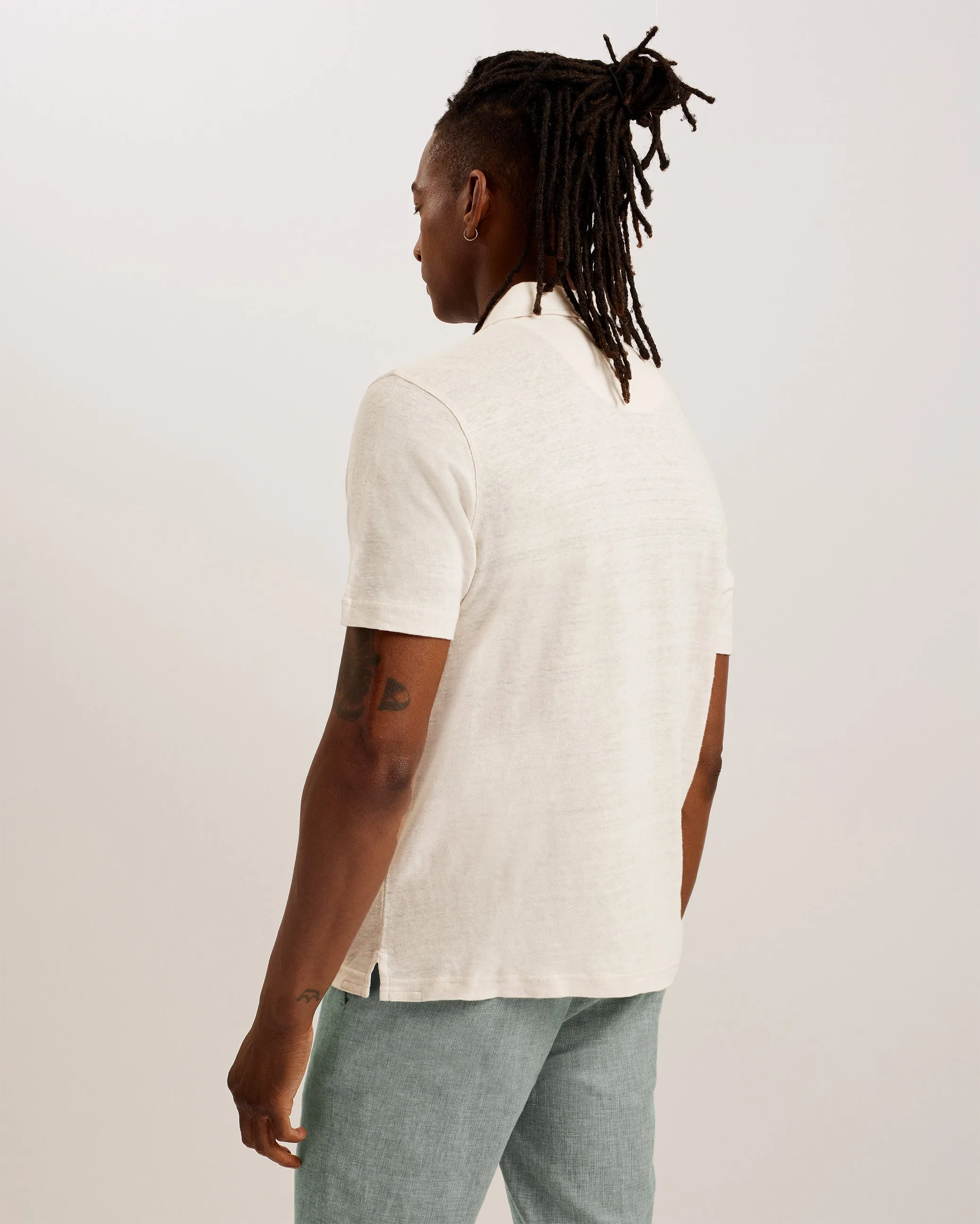 Flinpo Ss Regular Linen Polo Stone