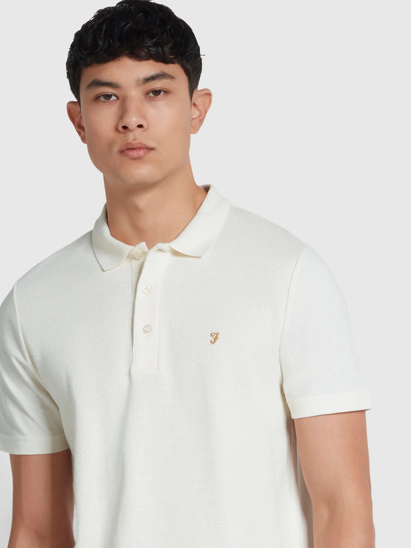 Forster Textured Polo Shirt In Ecru