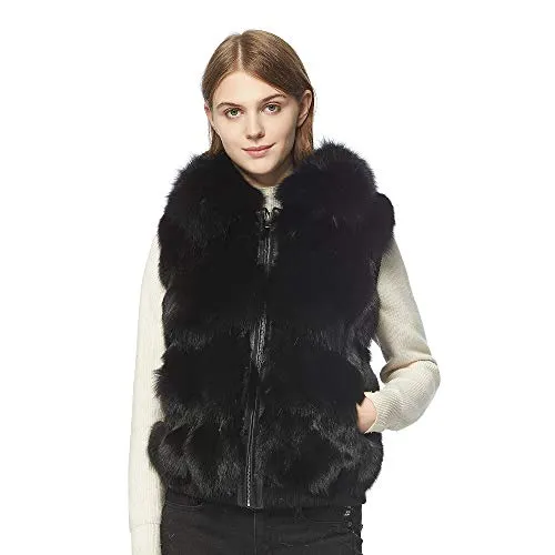 Fur story women's winter genuine fox fur warm sleeveless coat vest