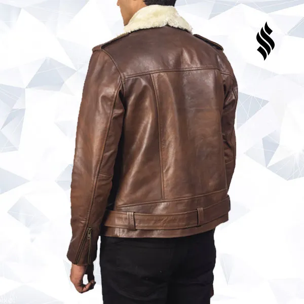 Furton Brown Leather Biker Jacket