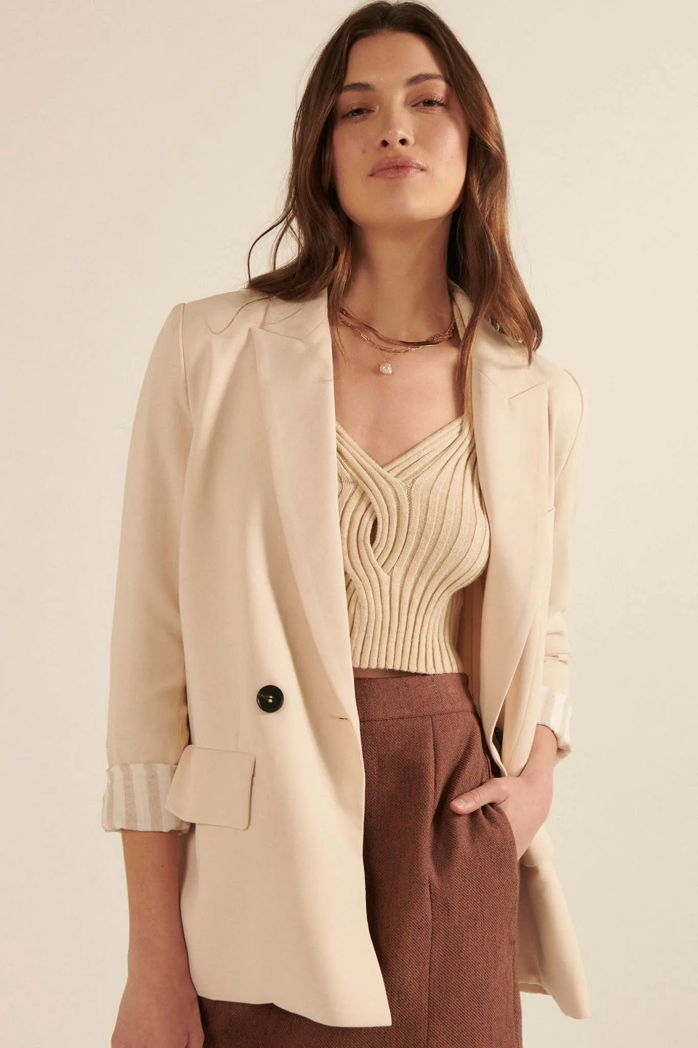 Game Changer Solid Double-Breasted Blazer