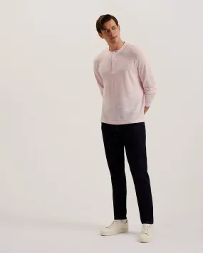 Gamle Ls Linen Henley Lt-Pink