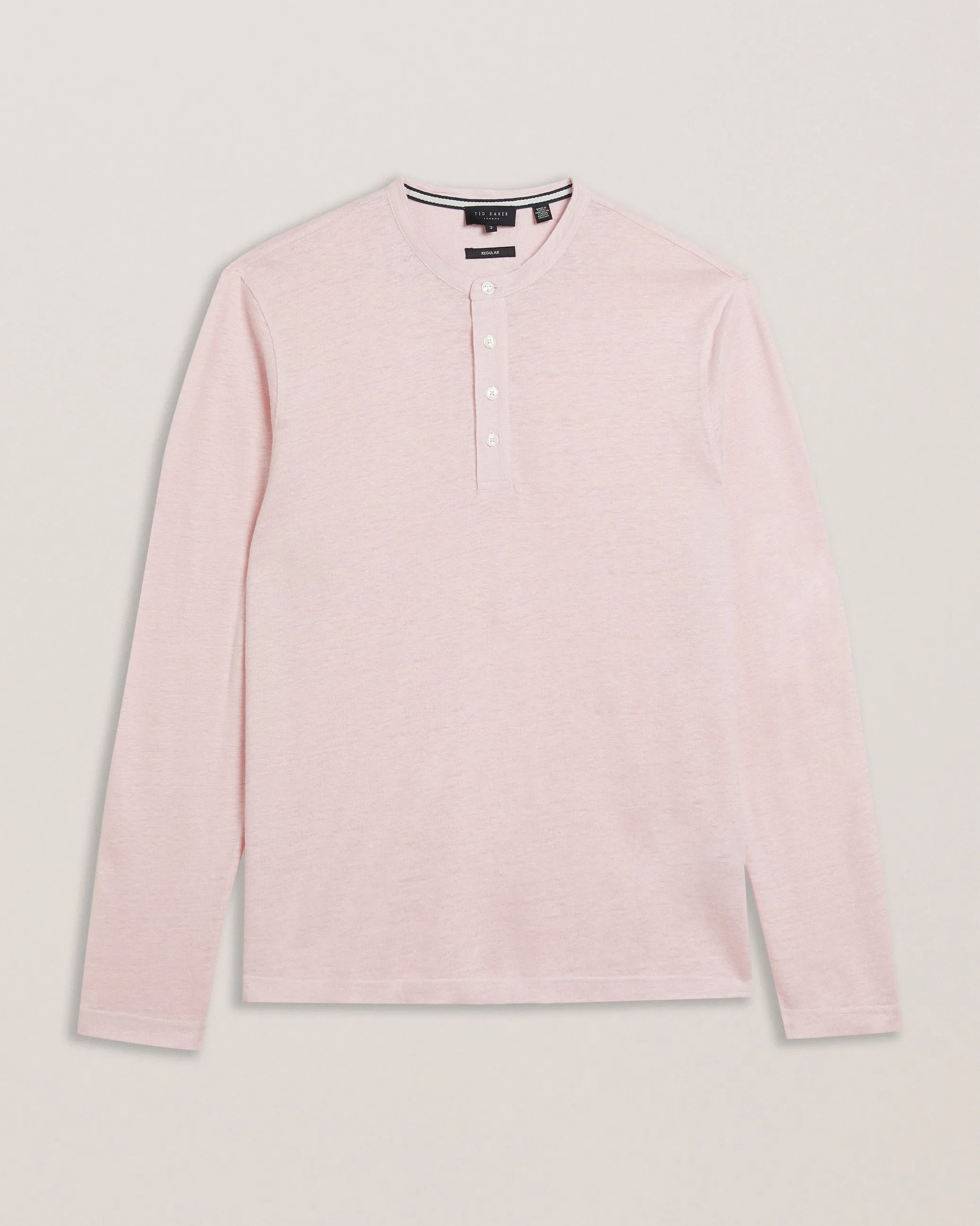 Gamle Ls Linen Henley Lt-Pink