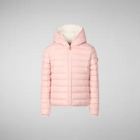 Girls' animal free puffer jacket Leci in blush pink