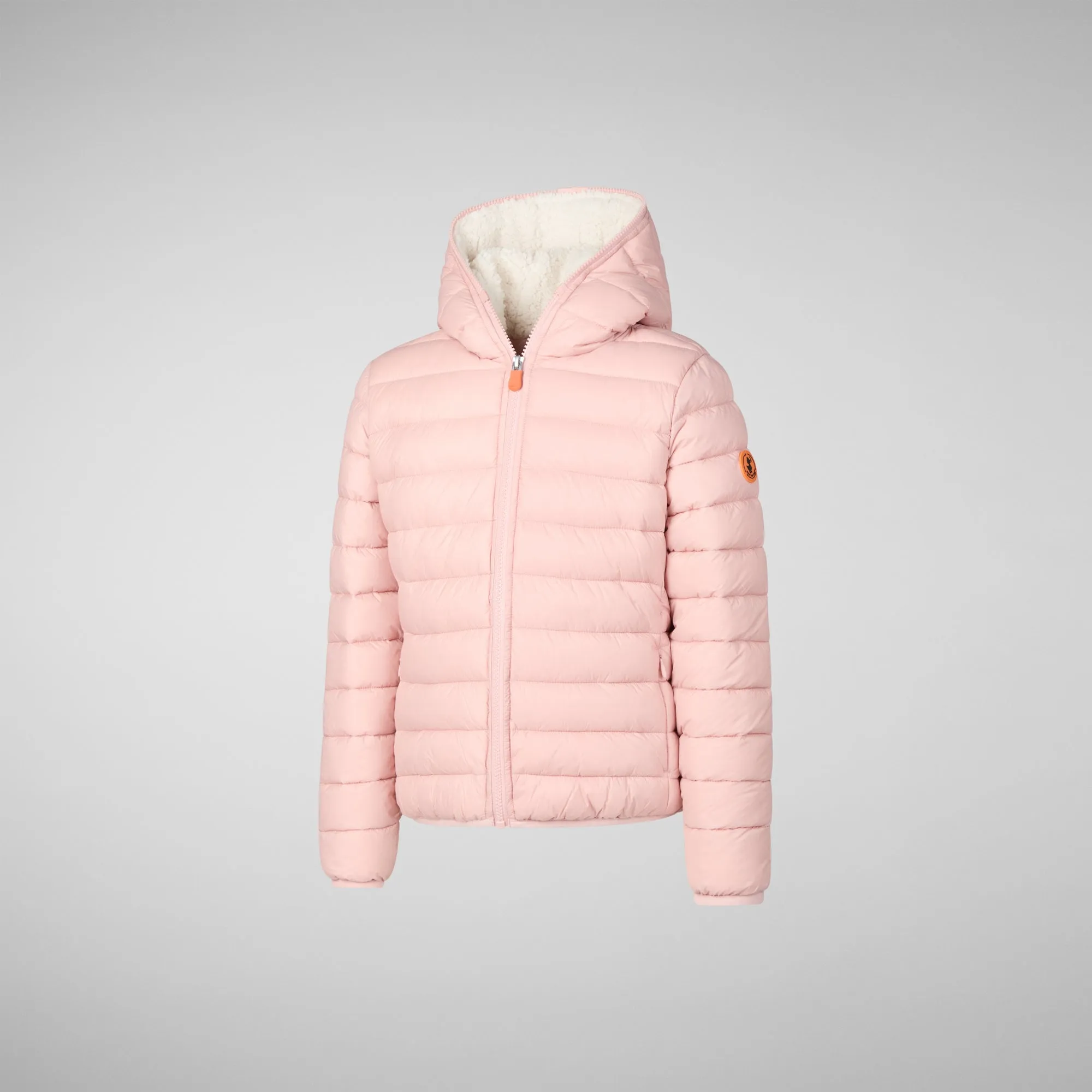 Girls' animal free puffer jacket Leci in blush pink