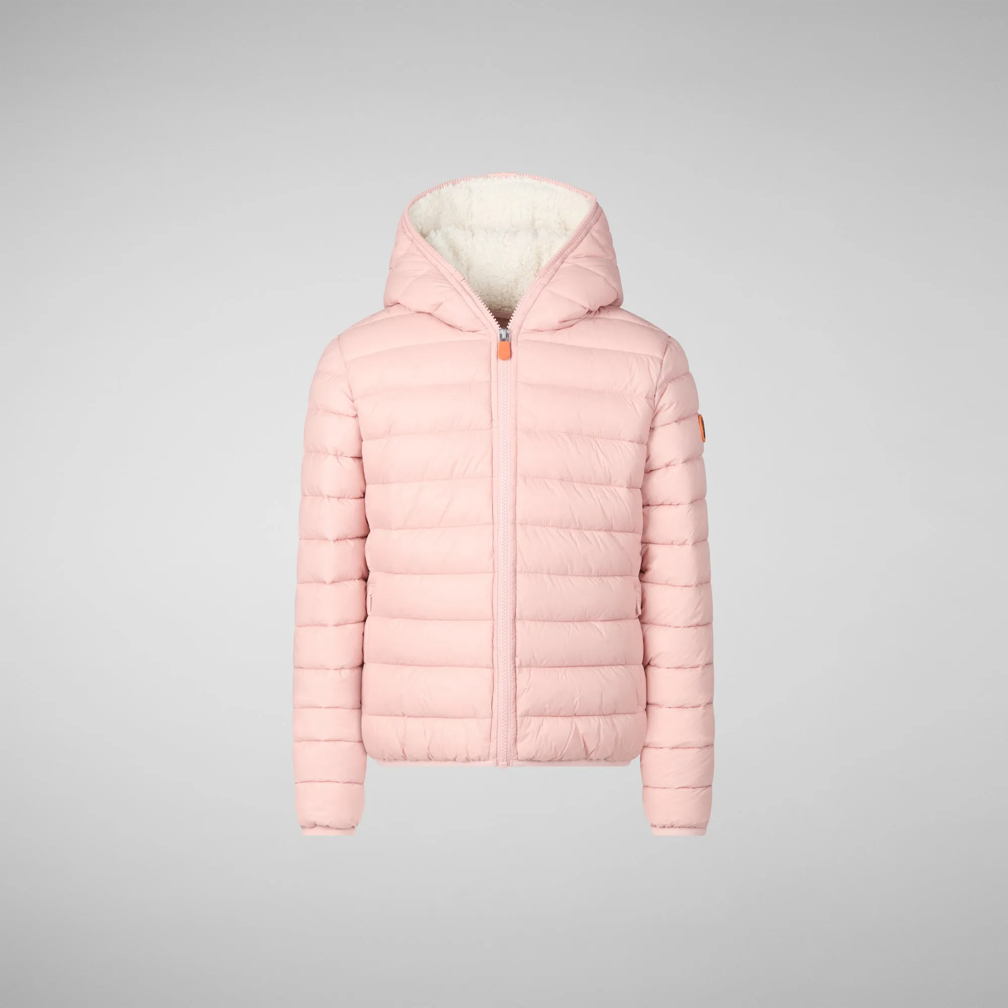 Girls' animal free puffer jacket Leci in blush pink