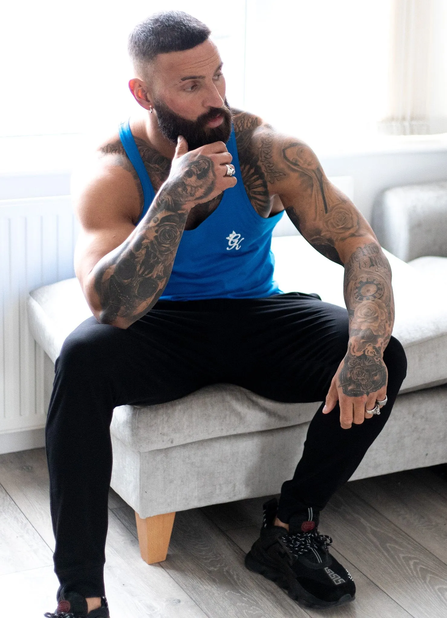 Gym King Stringer Vest - Sea Blue