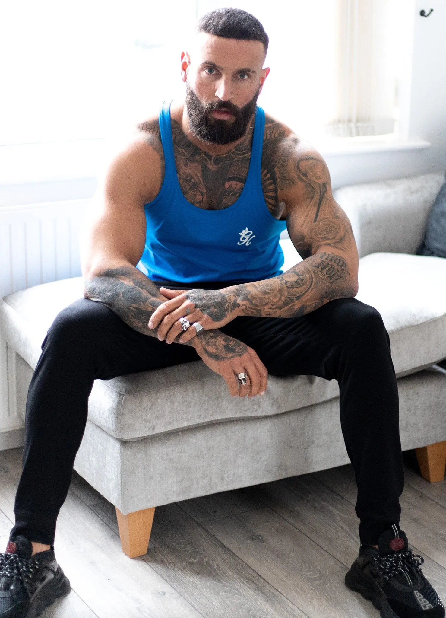 Gym King Stringer Vest - Sea Blue