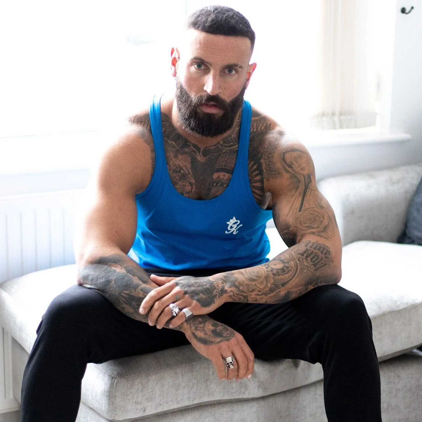 Gym King Stringer Vest - Sea Blue