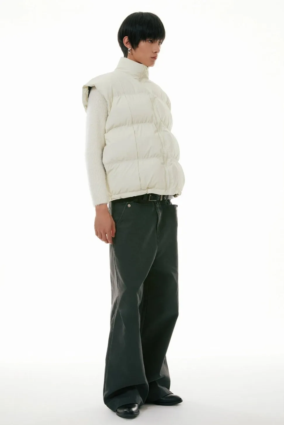 High Collar Taper-Fit Puffer Zip Vest