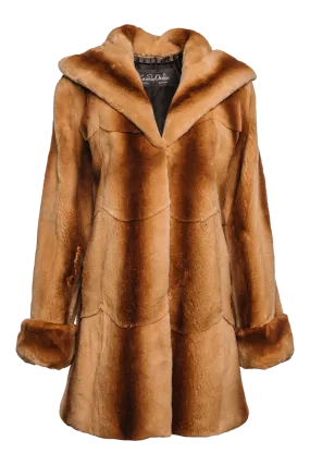 Hooded Plucked Mink Fur Jacket