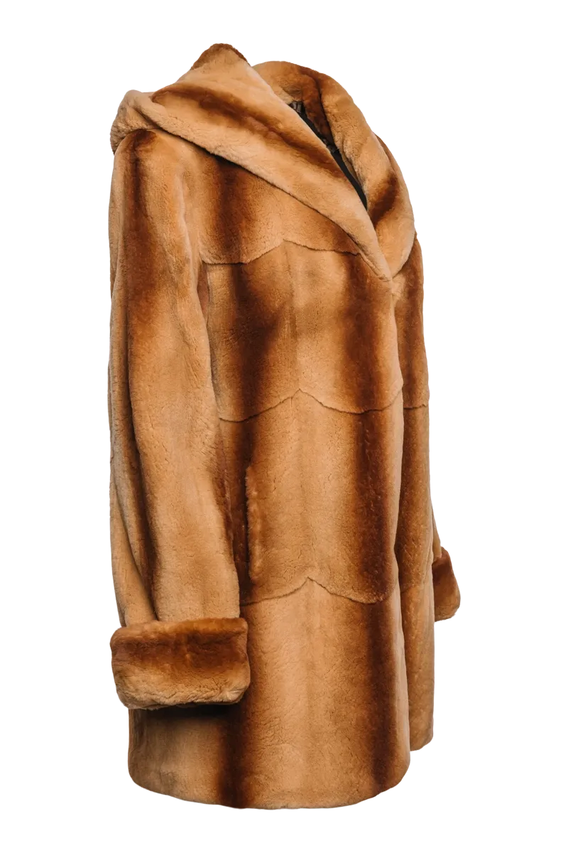 Hooded Plucked Mink Fur Jacket