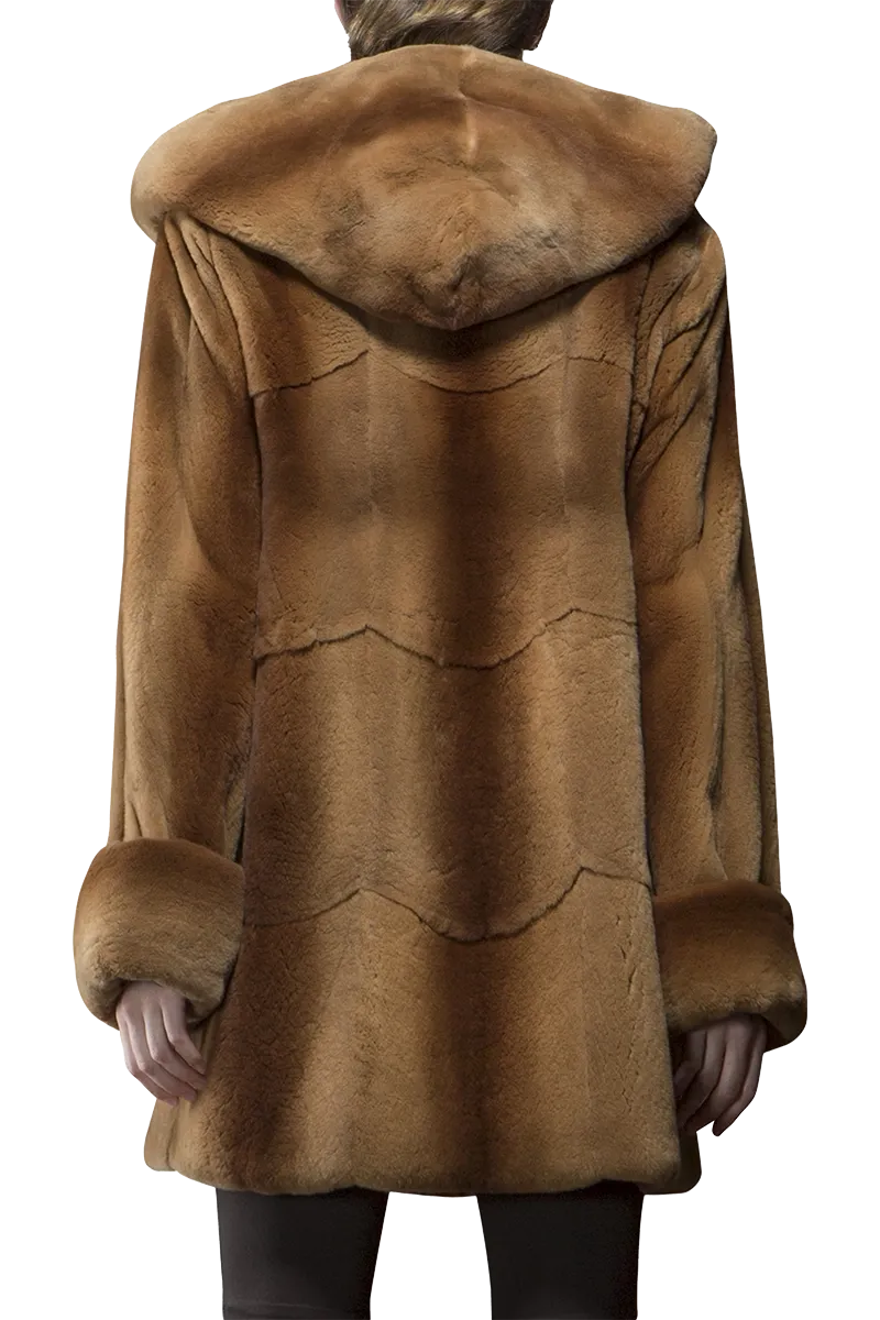 Hooded Plucked Mink Fur Jacket