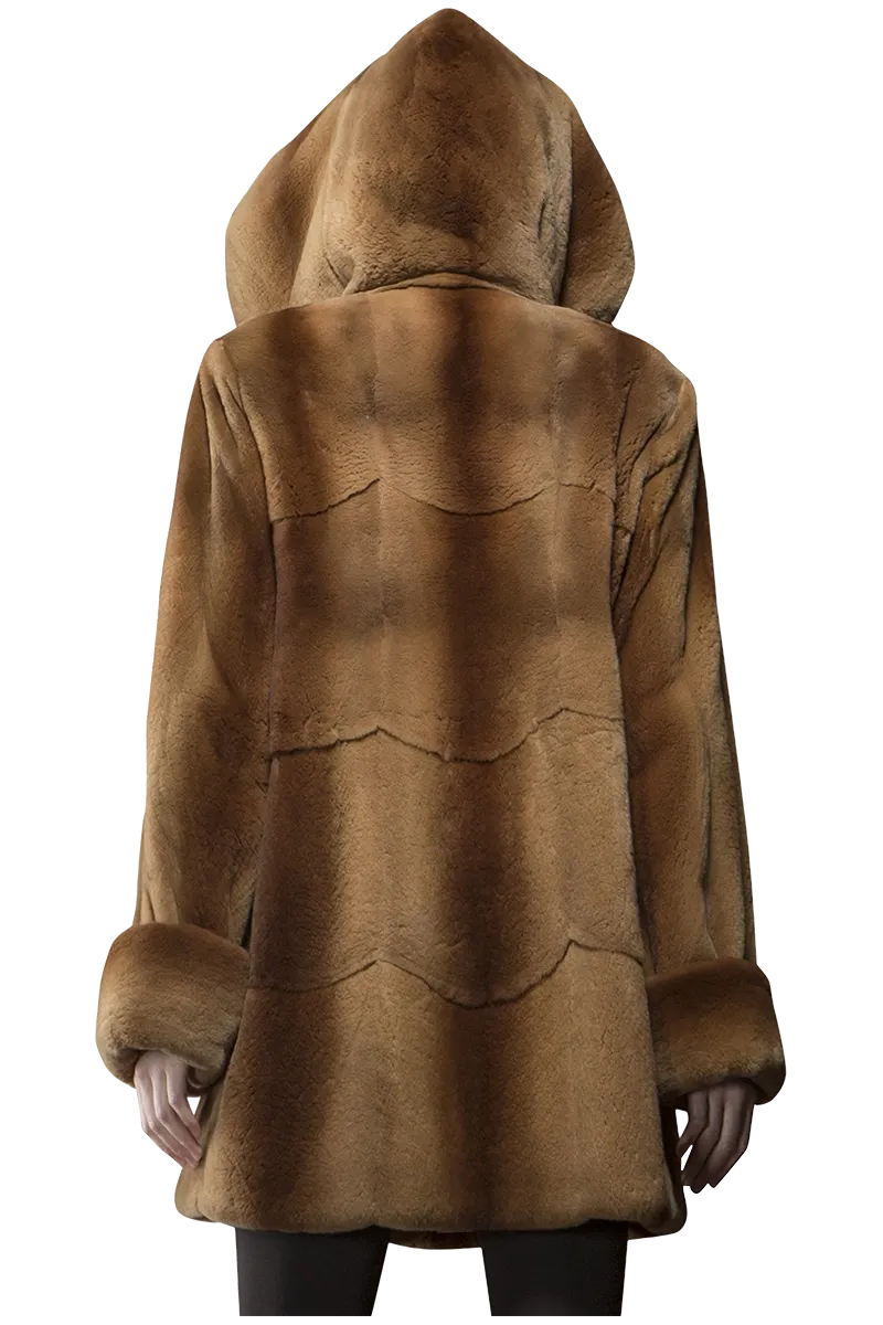 Hooded Plucked Mink Fur Jacket