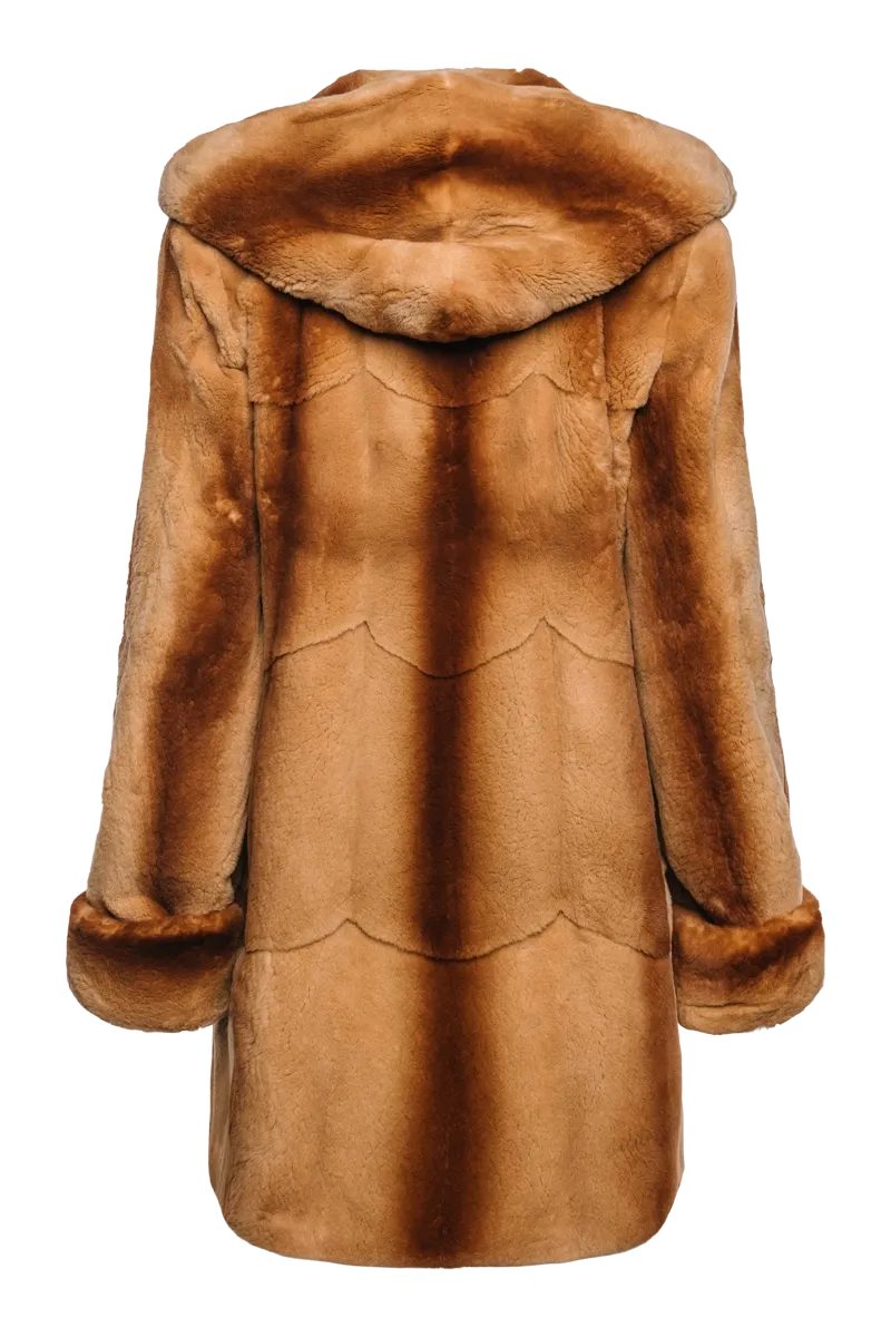 Hooded Plucked Mink Fur Jacket