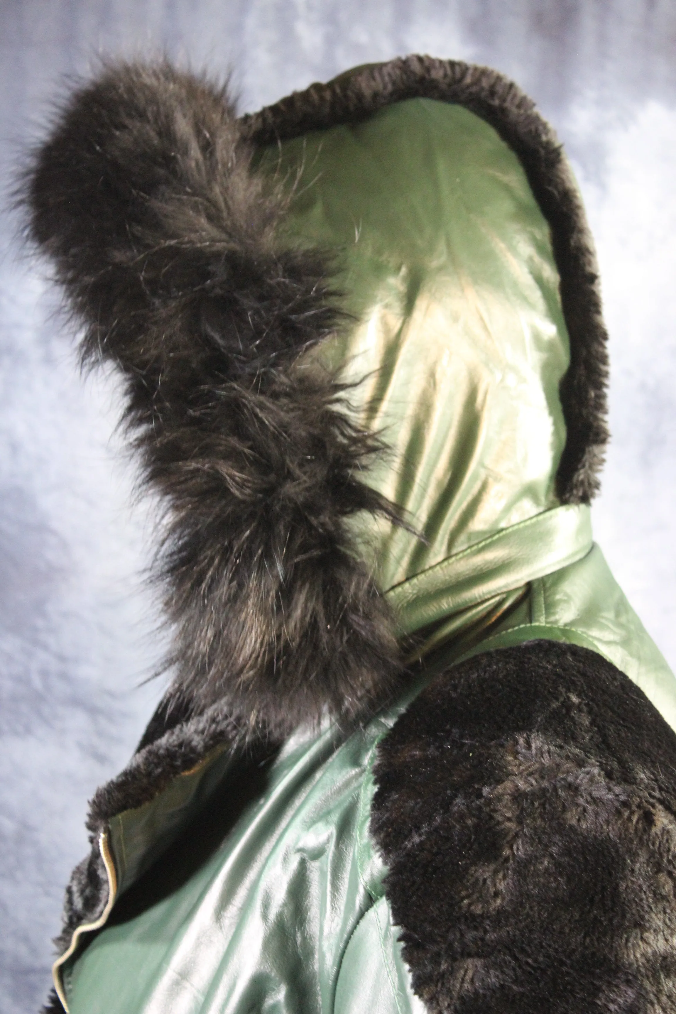 Hunter Green Leather and Fur Jacket by Otter and The Fox