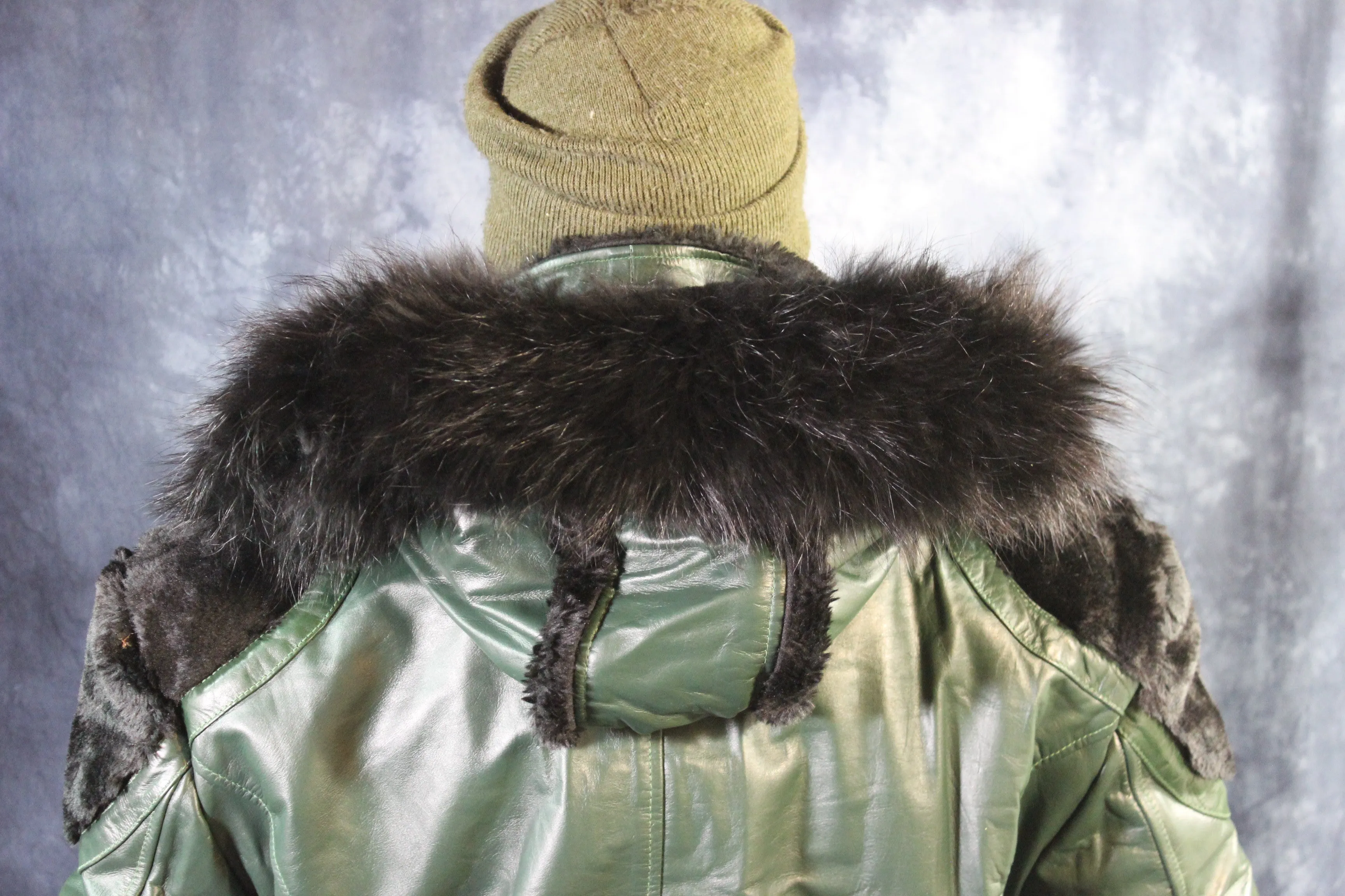 Hunter Green Leather and Fur Jacket by Otter and The Fox