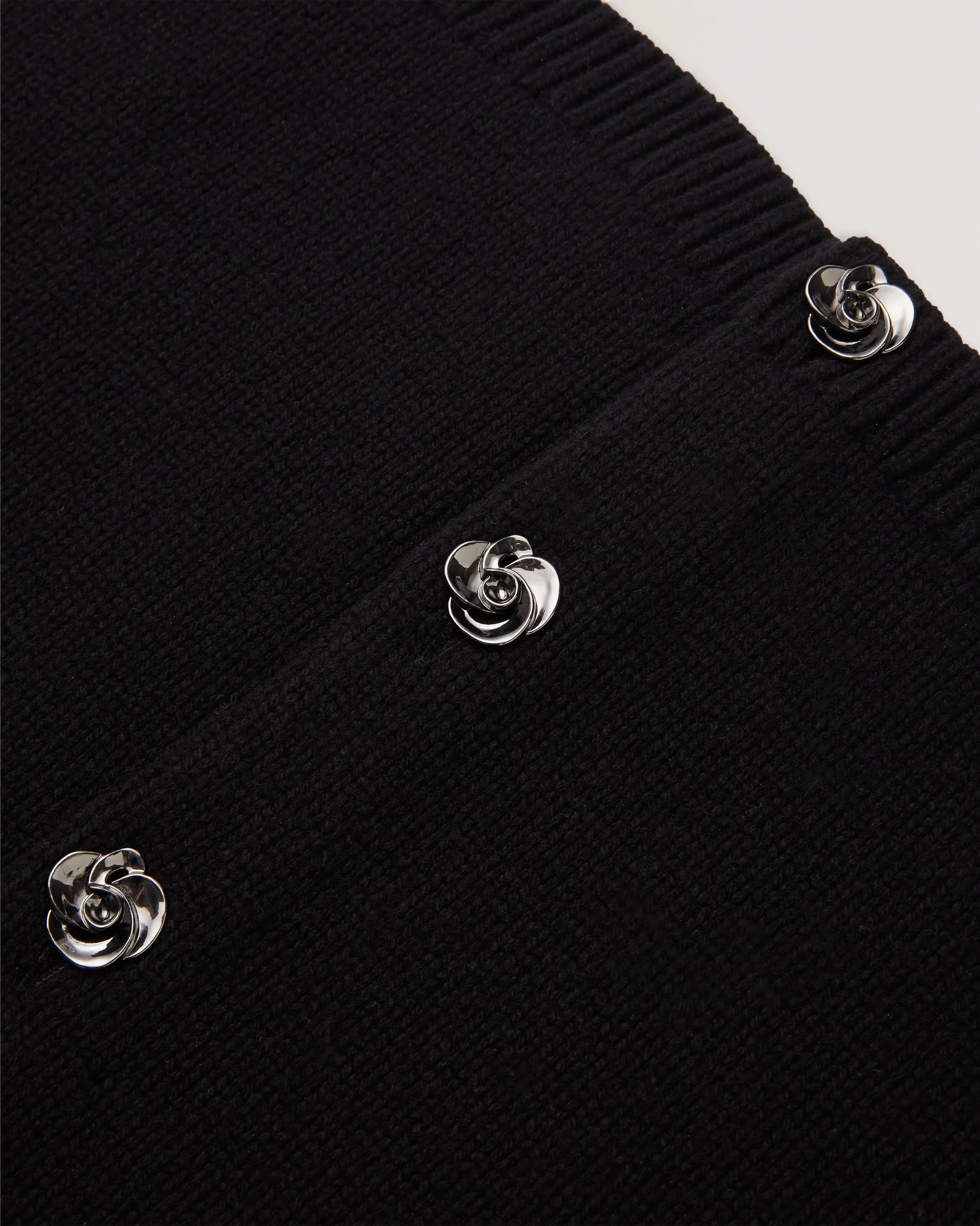 Jaycey Rose Button Crew Neck Cardigan Black